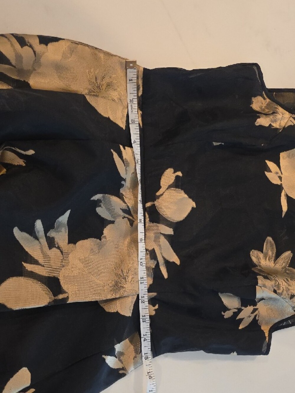 Elegant Black And Gold Floral Fit-and-Flare Dress - Picture 6 of 8